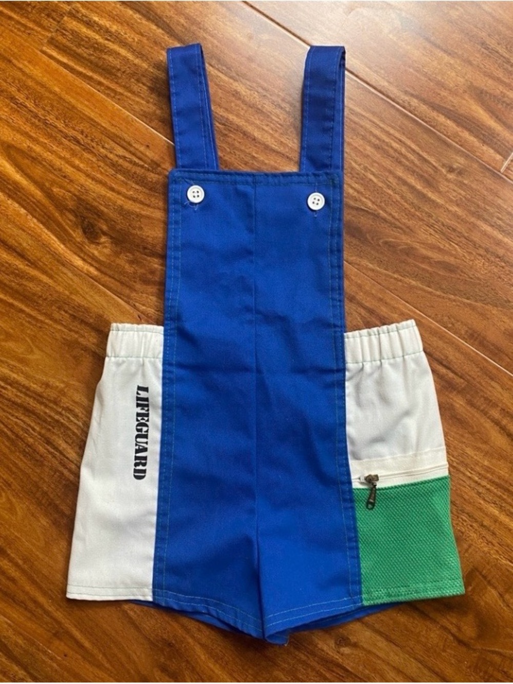 Vintage Toddler Buster Brown Blue White Beach Overall Shorts Size 4T Nautical